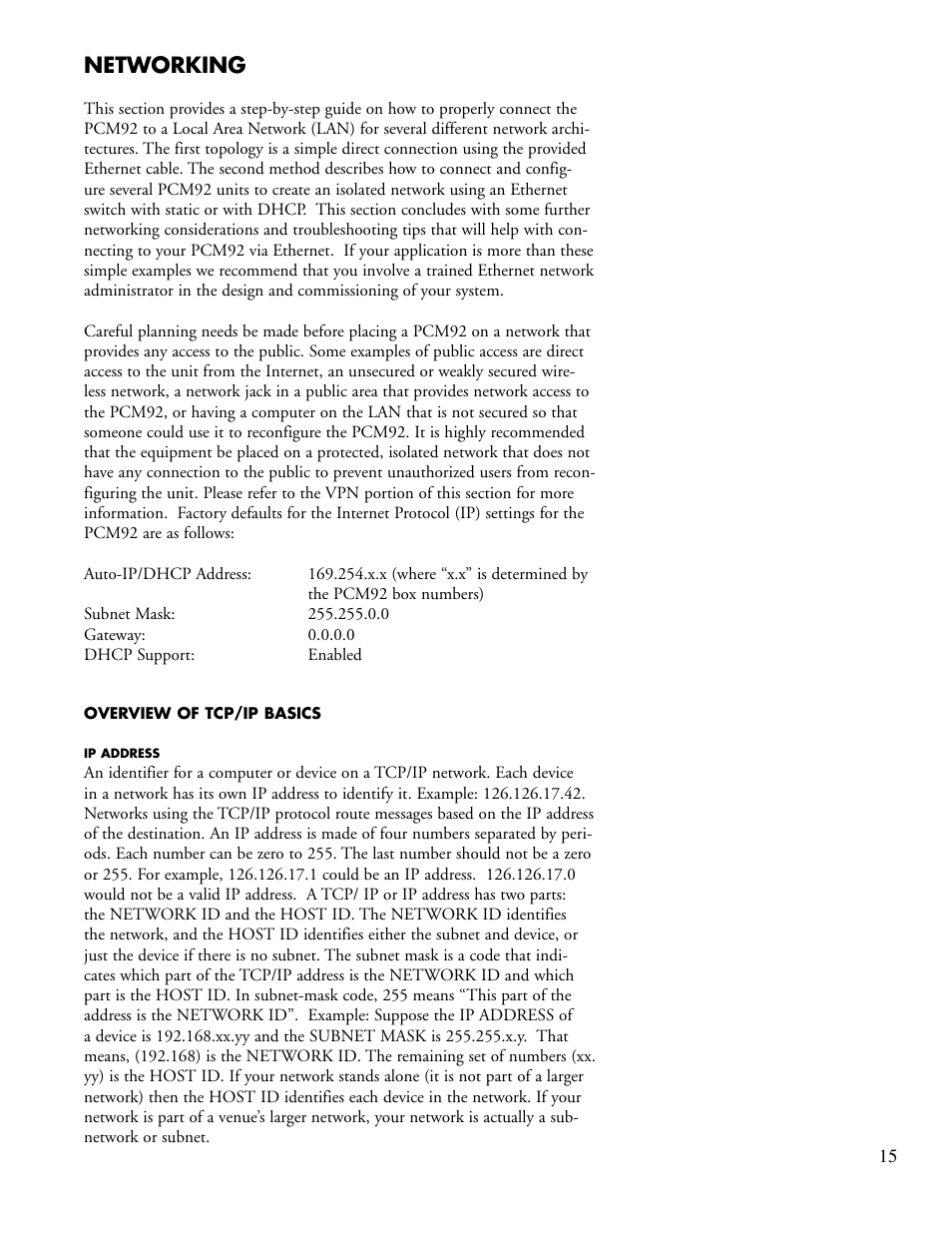 Networking | Lexicon PCM92 User Manual | Page 21 / 64