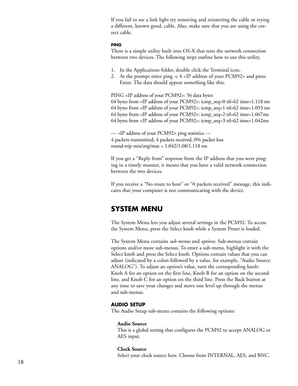 System menu | Lexicon PCM92 User Manual | Page 24 / 64