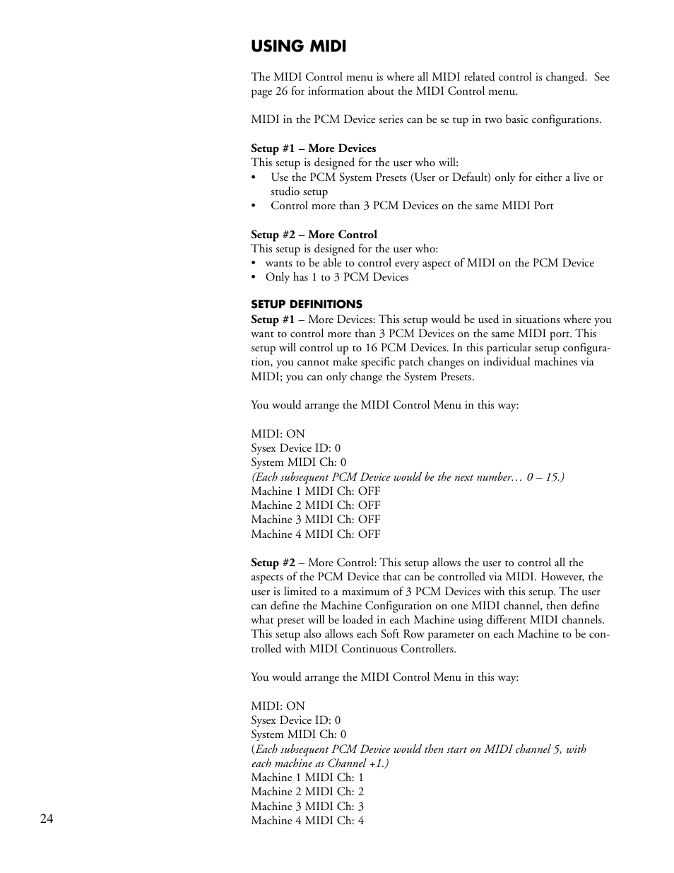 Using midi | Lexicon PCM92 User Manual | Page 30 / 64