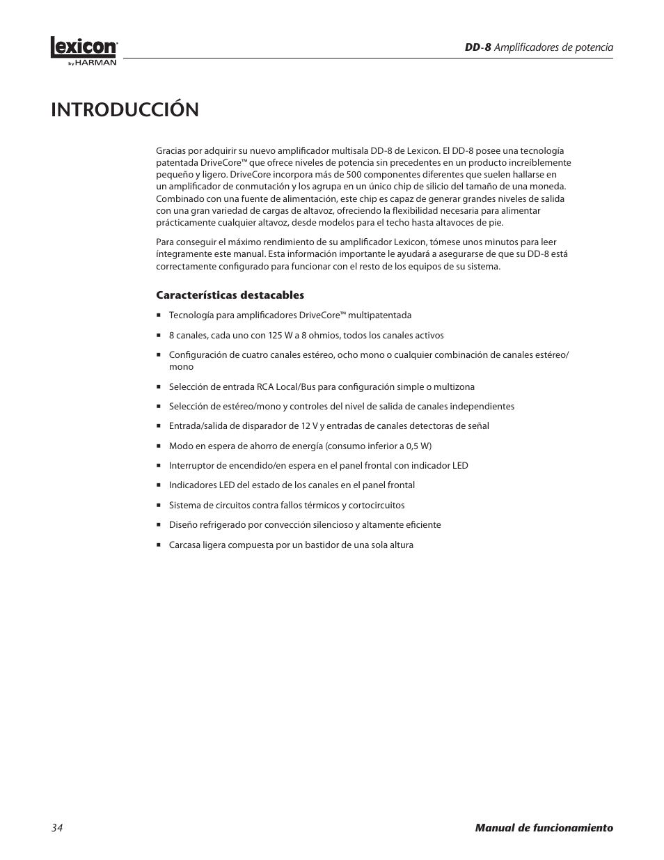 Introducción | Lexicon DD-8 User Manual | Page 34 / 64