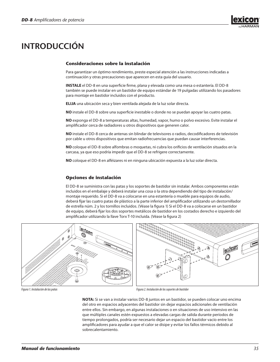 Introducción | Lexicon DD-8 User Manual | Page 35 / 64