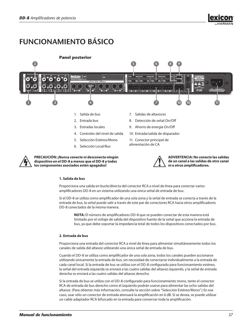 Funcionamiento básico | Lexicon DD-8 User Manual | Page 37 / 64