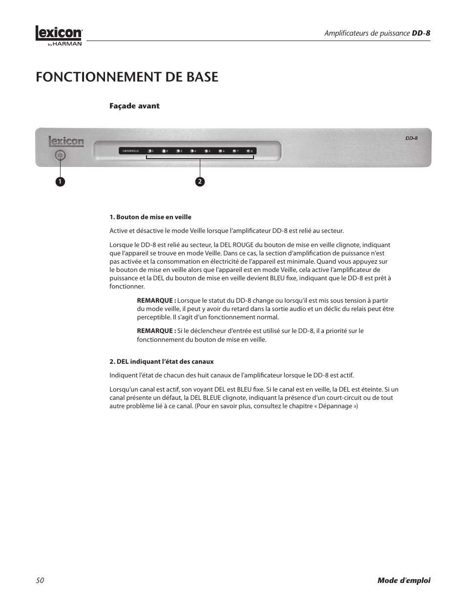 Fonctionnement de base | Lexicon DD-8 User Manual | Page 50 / 64