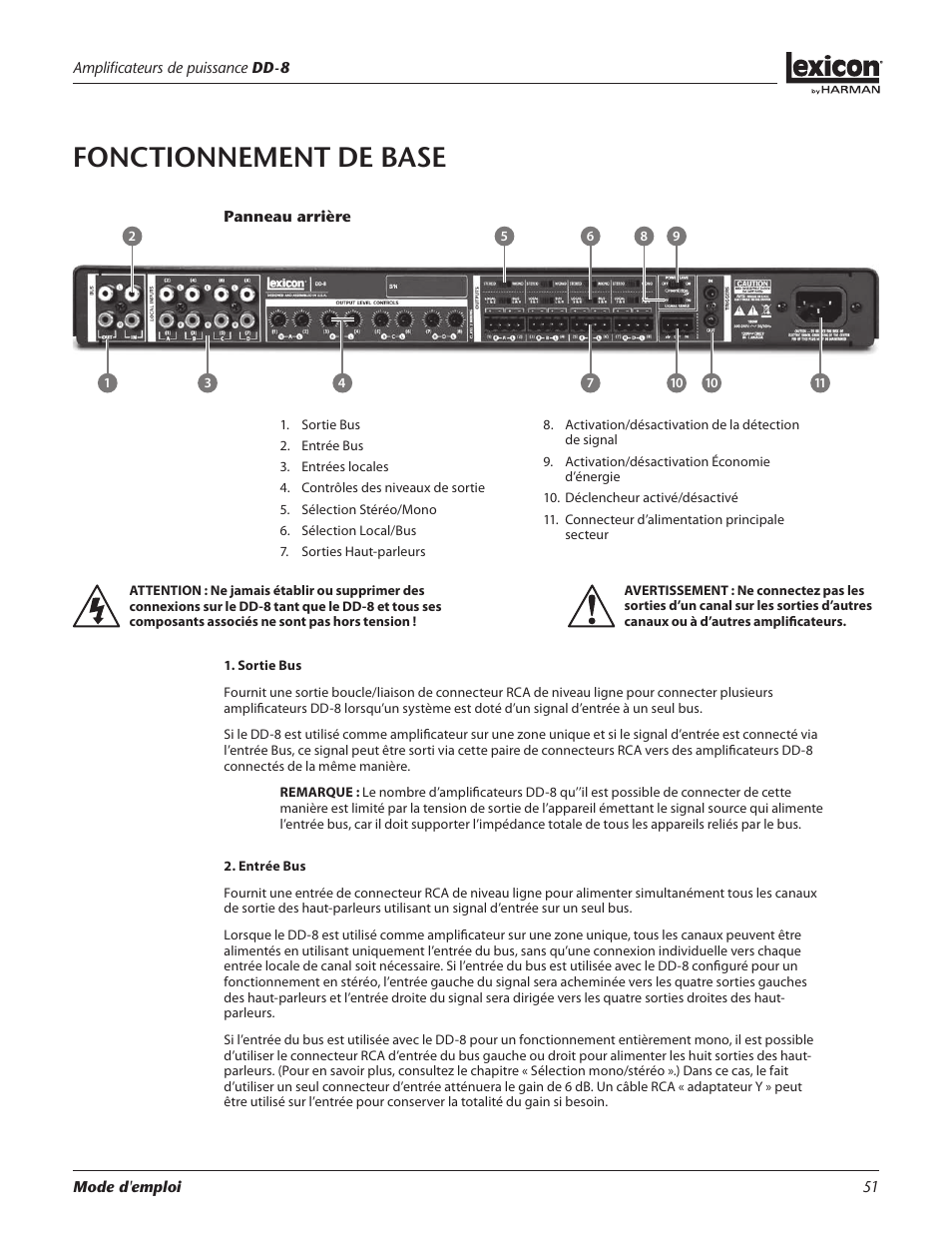 Fonctionnement de base | Lexicon DD-8 User Manual | Page 51 / 64