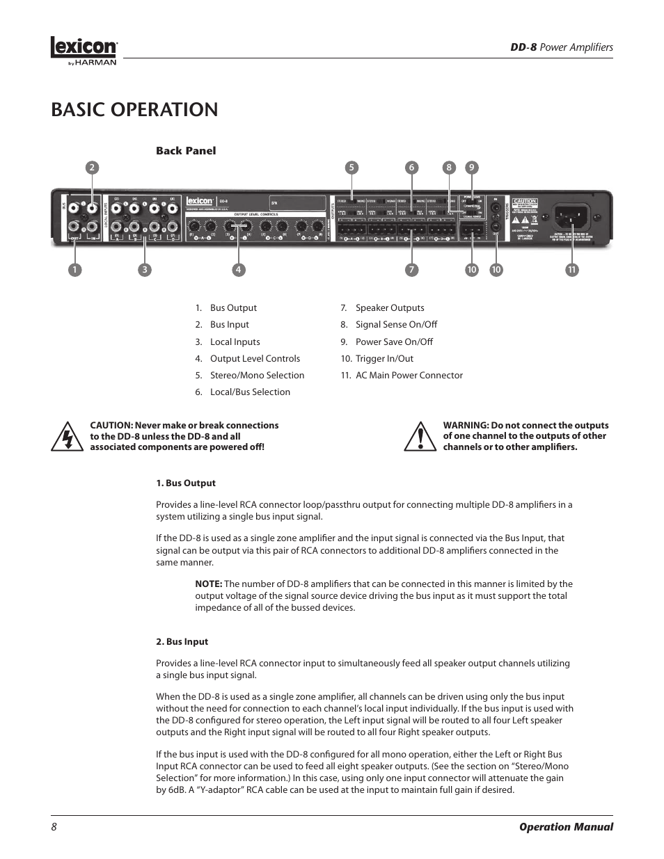 Basic operation | Lexicon DD-8 User Manual | Page 8 / 64