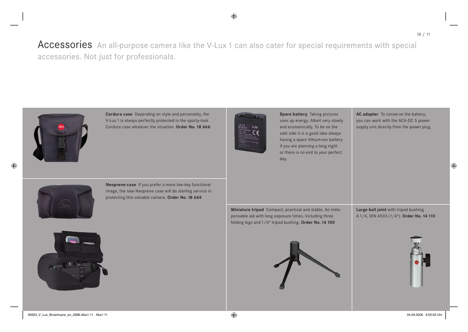 Accessories | LEICA V-LUX 1 User Manual | Page 13 / 16