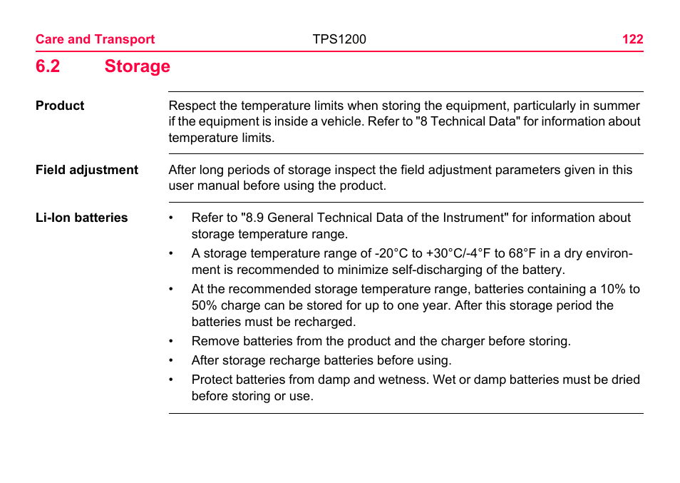 2 storage | LEICA TPS1200 User Manual | Page 122 / 226
