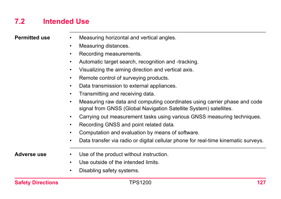 2 intended use | LEICA TPS1200 User Manual | Page 127 / 226