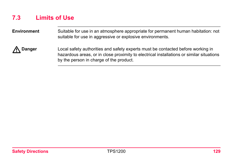 3 limits of use | LEICA TPS1200 User Manual | Page 129 / 226