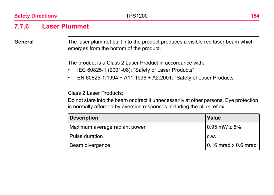 6 laser plummet, Laser plummet | LEICA TPS1200 User Manual | Page 154 / 226