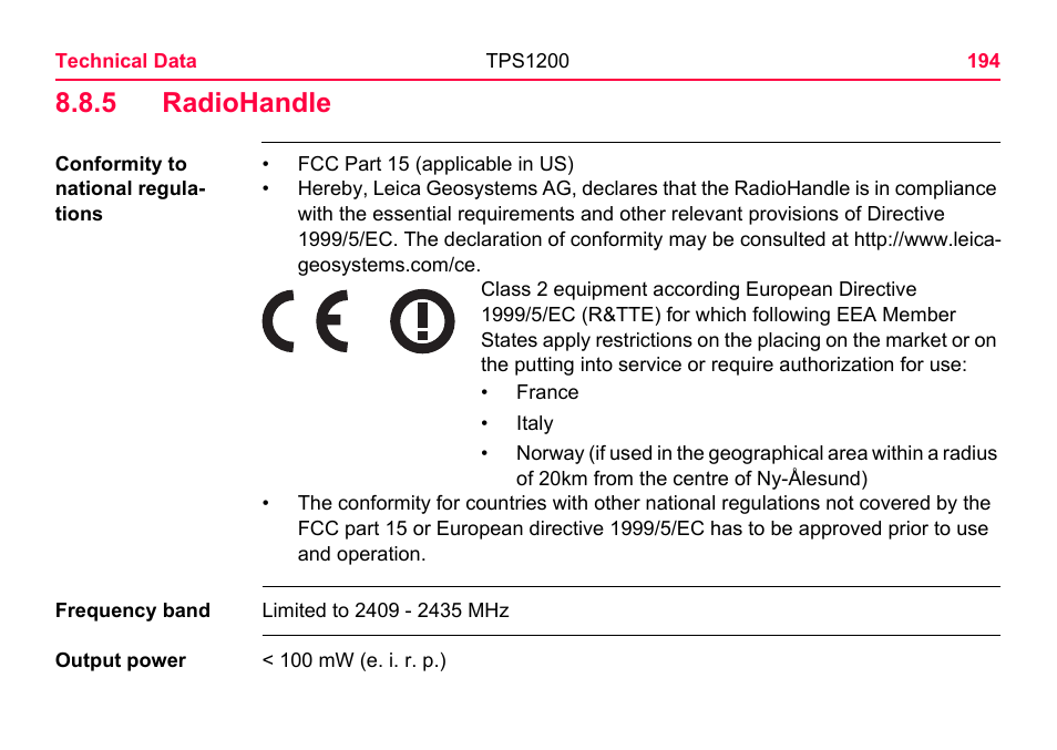 5 radiohandle, Radiohandle | LEICA TPS1200 User Manual | Page 194 / 226