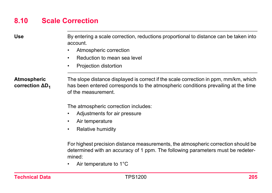 10 scale correction | LEICA TPS1200 User Manual | Page 205 / 226