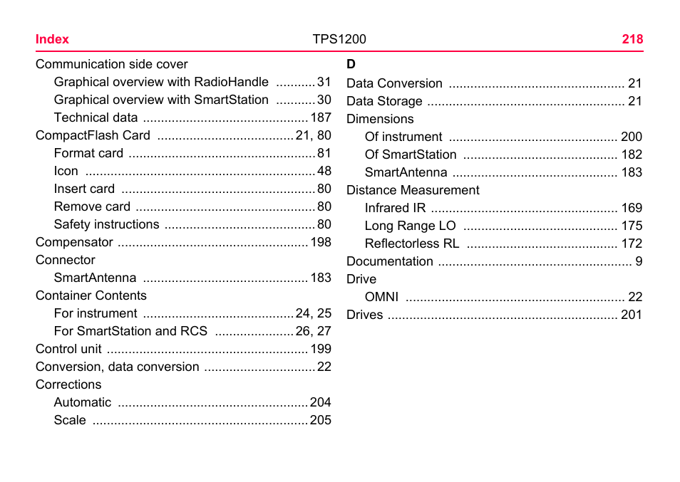 LEICA TPS1200 User Manual | Page 218 / 226
