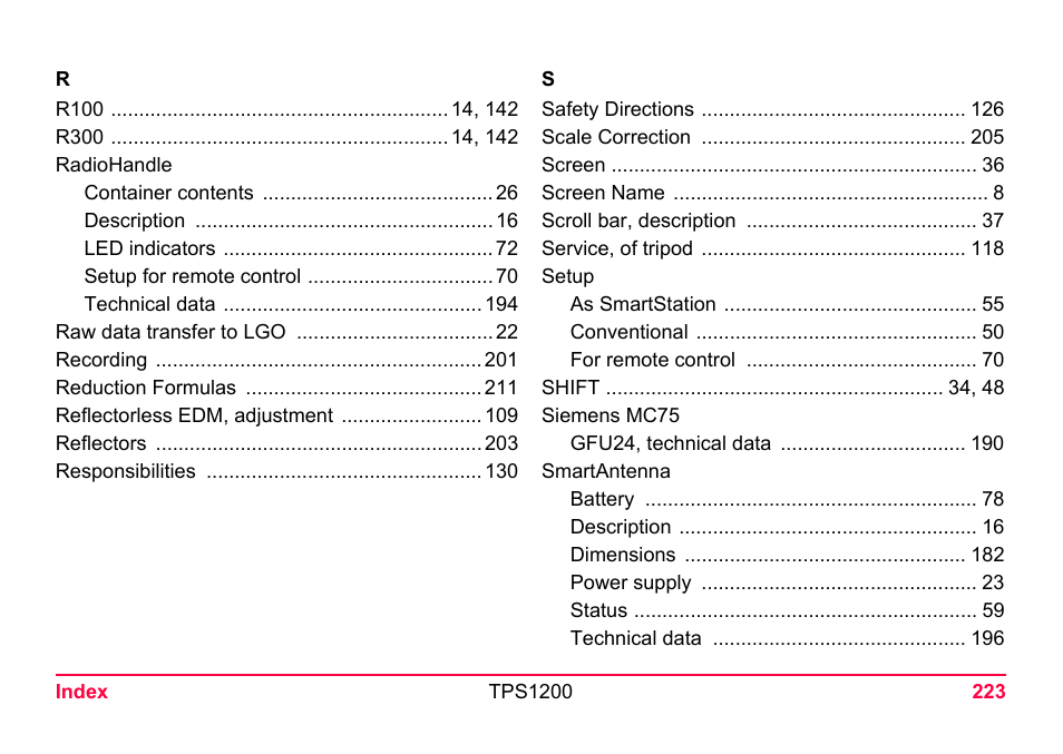 LEICA TPS1200 User Manual | Page 223 / 226