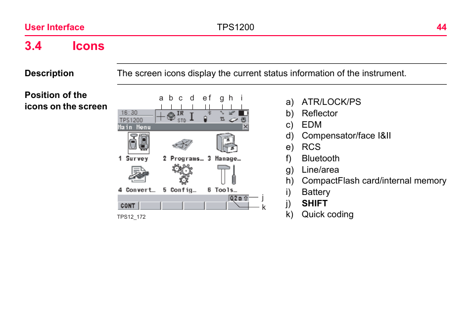 4 icons | LEICA TPS1200 User Manual | Page 44 / 226