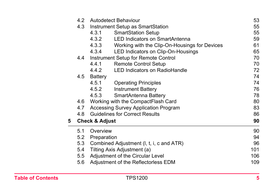 LEICA TPS1200 User Manual | Page 5 / 226
