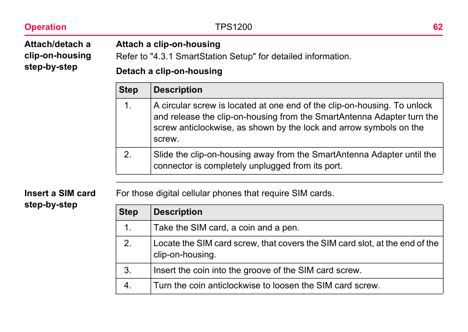 LEICA TPS1200 User Manual | Page 62 / 226