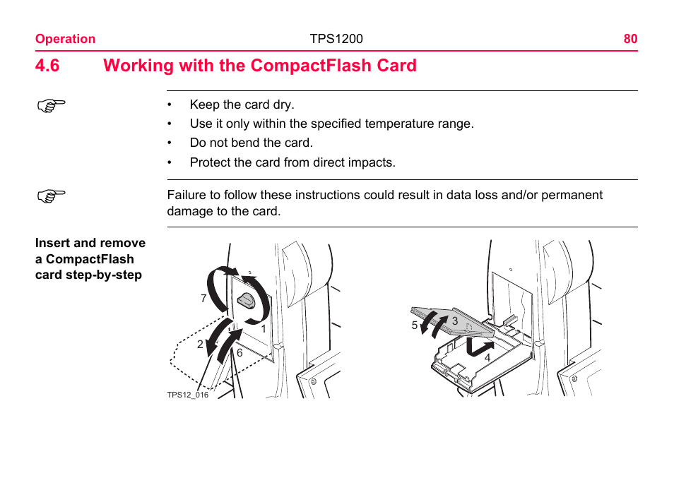 6 working with the compactflash card | LEICA TPS1200 User Manual | Page 80 / 226