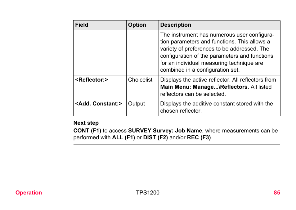 LEICA TPS1200 User Manual | Page 85 / 226