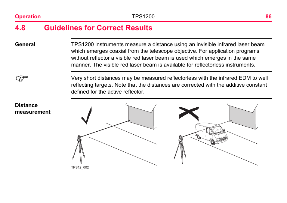 8 guidelines for correct results | LEICA TPS1200 User Manual | Page 86 / 226