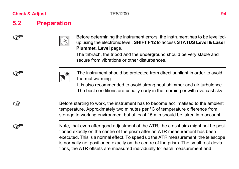 2 preparation | LEICA TPS1200 User Manual | Page 94 / 226