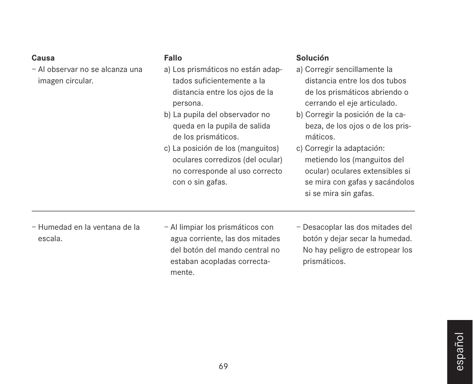 Español | LEICA TRINOVID 7/8/10 X 42 BN User Manual | Page 73 / 77