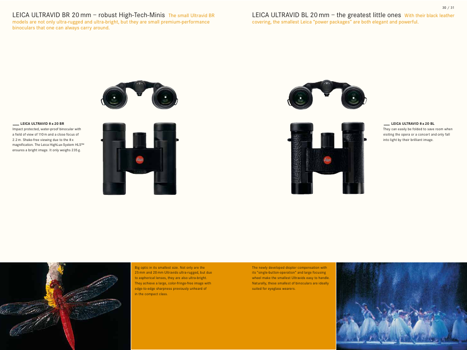 Leica ultravid br 20 mm – robust high-tech-minis, Leica ultravid bl 20 mm – the greatest little ones | LEICA Geovid 10x42 BRF User Manual | Page 18 / 51