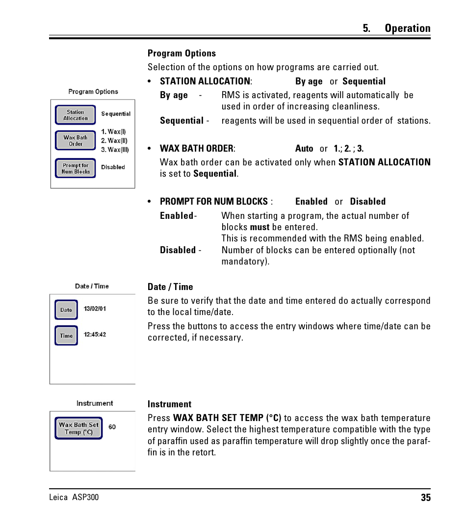 Operation | LEICA ASP300 User Manual | Page 35 / 70