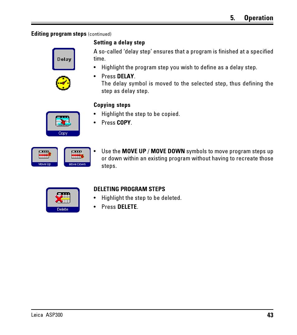 Operation | LEICA ASP300 User Manual | Page 43 / 70