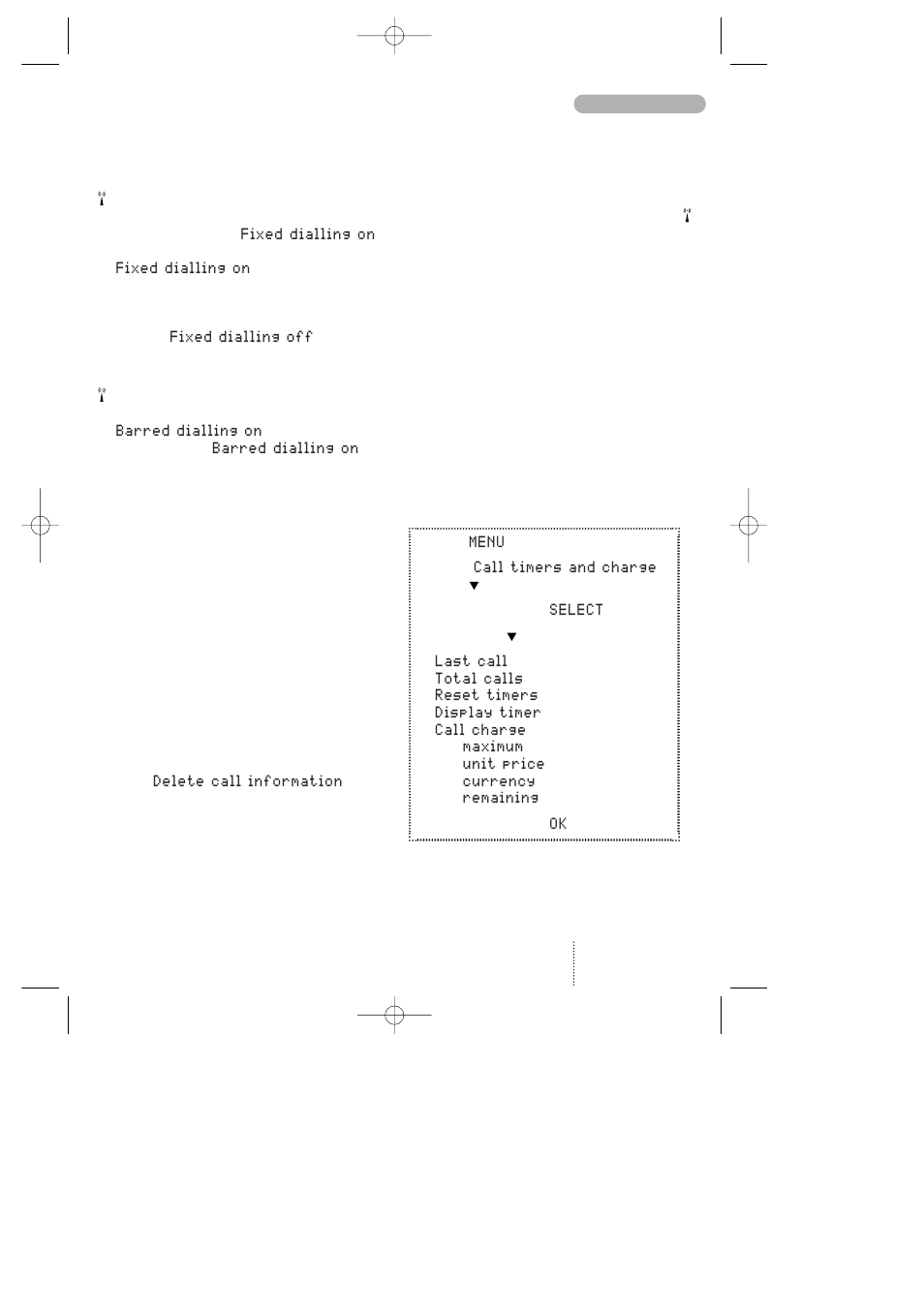 Phone book setup /call timers and charge, Phone book setup / call timers and charge | Bosch 718 User Manual | Page 35 / 44