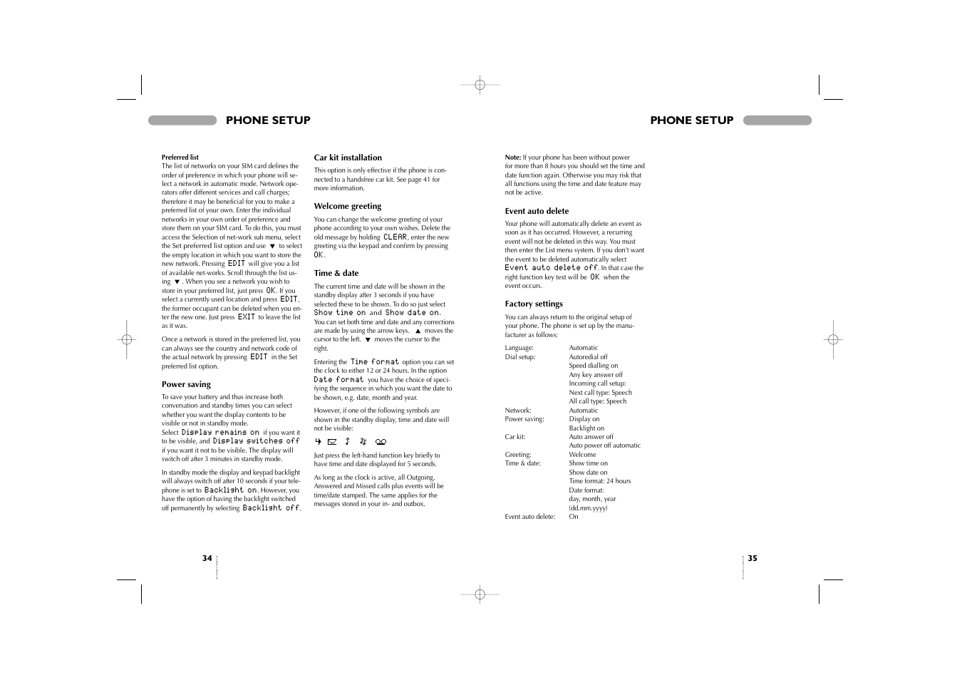 Phone setup | Bosch 909 Dual S User Manual | Page 18 / 25