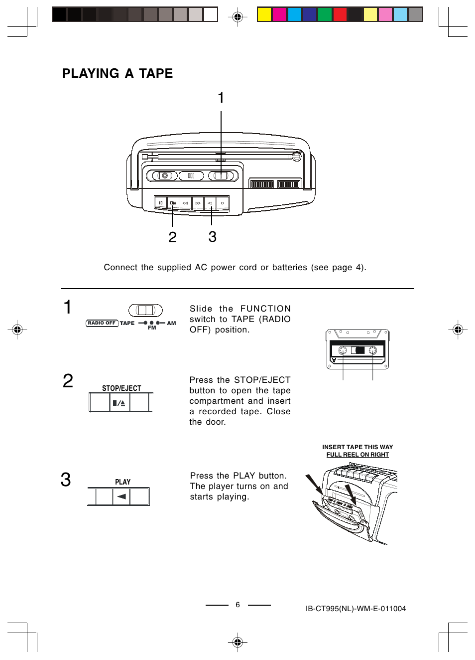 Playing a tape | Lenoxx Electronics CT-995 User Manual | Page 7 / 14