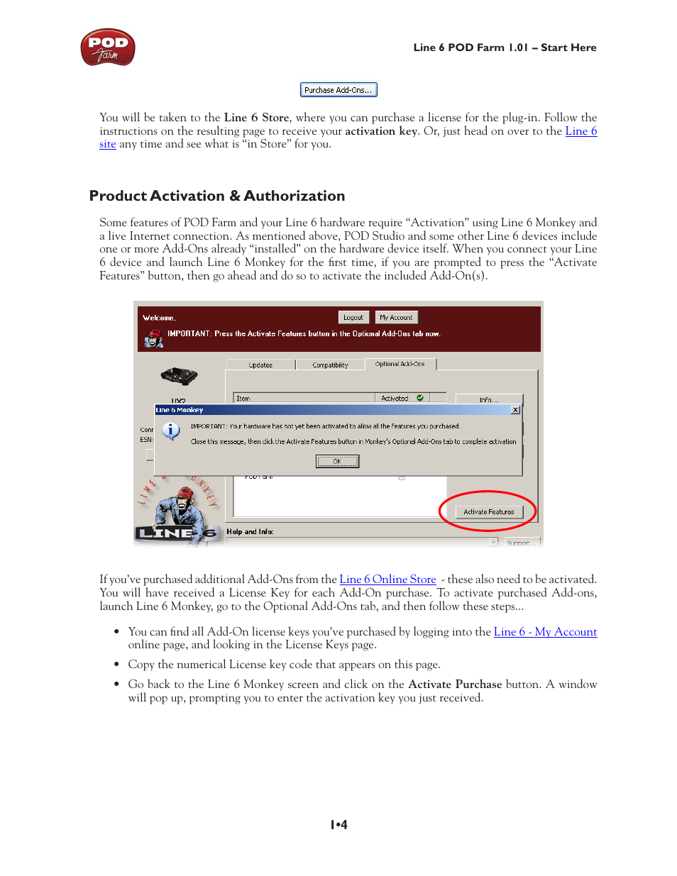 Product activation & authorization, Product activation & authorization •4 | Line 6 POD Farm UX1 User Manual | Page 7 / 177