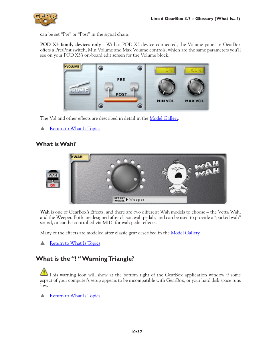 What is wah, What is the “! “ warning triangle | Line 6 3.7 User Manual | Page 221 / 223