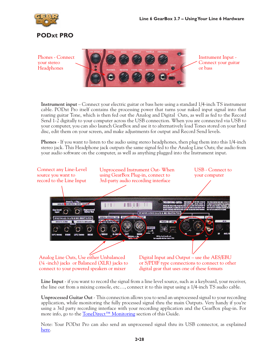 Podxt pro, Podxt, Podxt pro •28 | Line 6 3.7 User Manual | Page 35 / 223