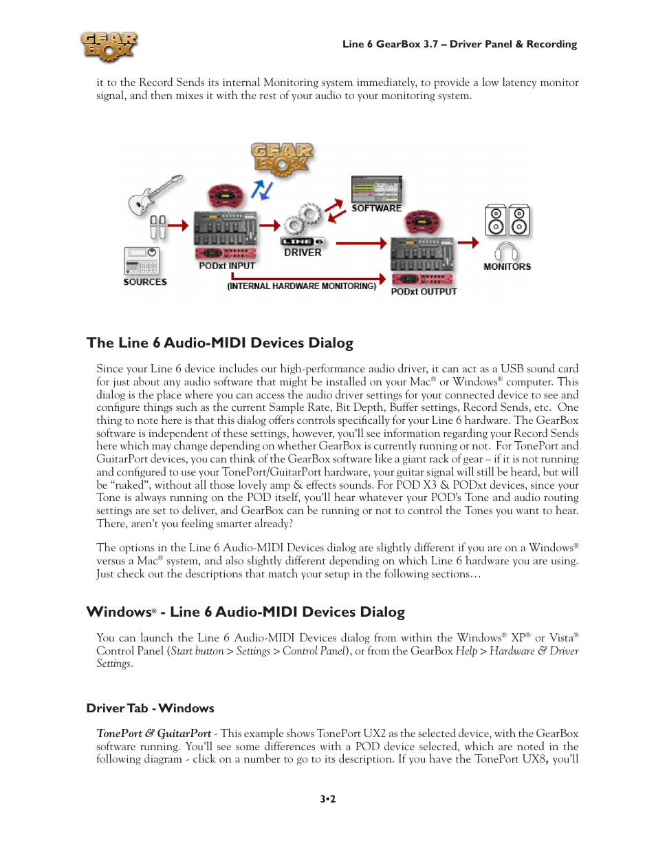 The line 6 audio-midi devices dialog, Windows® - line 6 audio-midi devices dialog, The line 6 audio-midi devices dialog •2 windows | Line 6 audio-midi devices dialog •2, Windows, Line 6 audio-midi devices dialog | Line 6 3.7 User Manual | Page 46 / 223