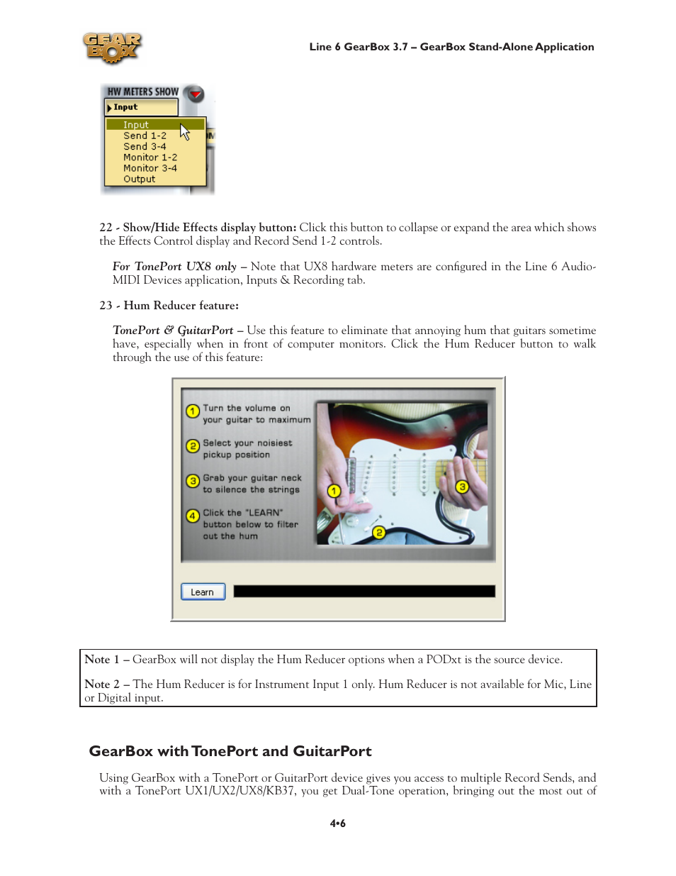 Gearbox with toneport and guitarport, Gearbox with toneport and guitarport •6 | Line 6 3.7 User Manual | Page 76 / 223