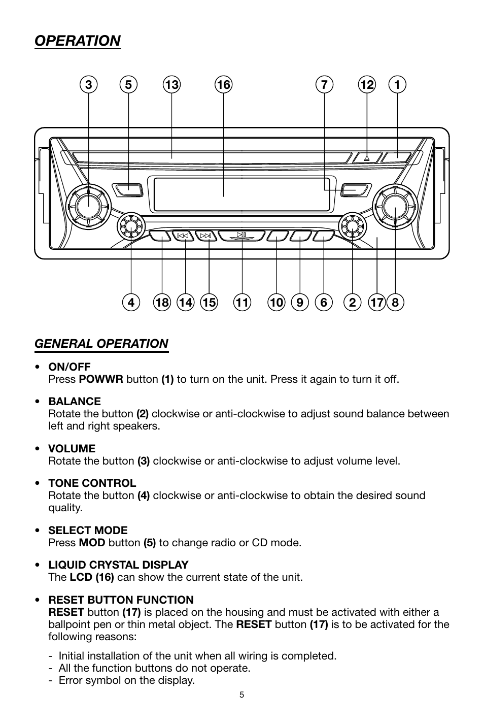 Operation | Legacy Car Audio LCD36 User Manual | Page 5 / 8