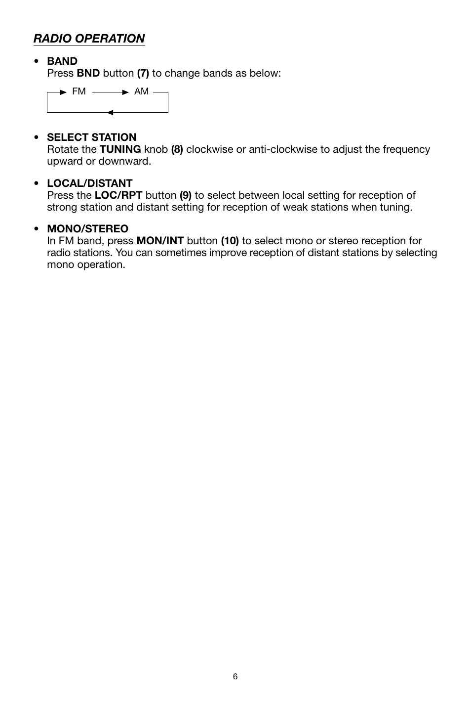 Radio operation | Legacy Car Audio LCD36 User Manual | Page 6 / 8