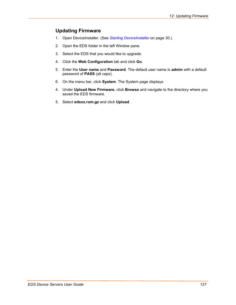 Updating firmware | Lantronix Data Center-Grade Evolution Device Server EDS32PR User Manual | Page 127 / 158