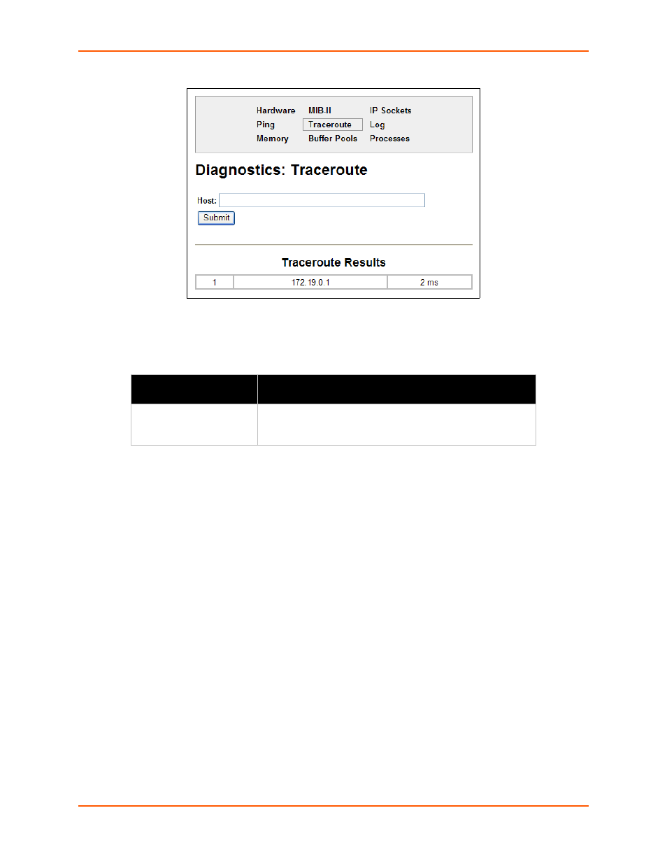 To use diagnostics logging, Figure 12-23 diagnostics: traceroute, Table 12-24 diagnostics: traceroute | Lantronix XPORT PROTM 900-560 User Manual | Page 118 / 154