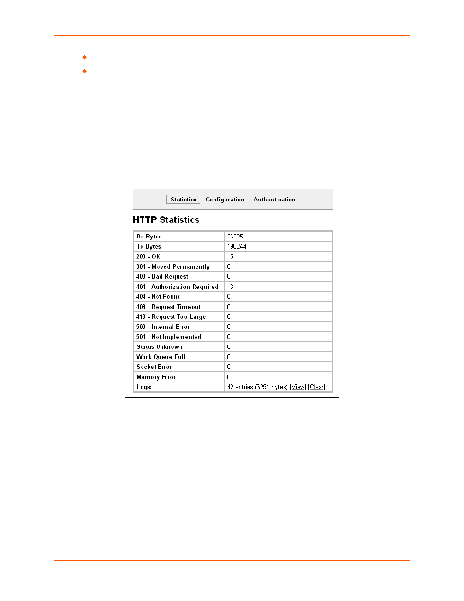Http statistics, To view http statistics, Figure 9-12 http statistics | Lantronix XPORT PROTM 900-560 User Manual | Page 74 / 154
