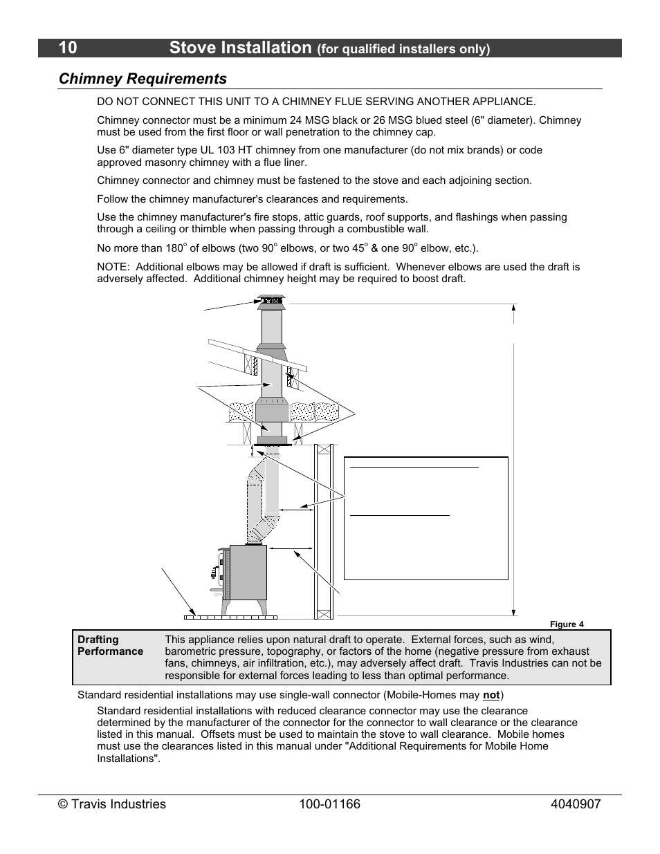 10 stove installation, Chimney requirements | Lopi Answer Wood Stove User Manual | Page 10 / 48