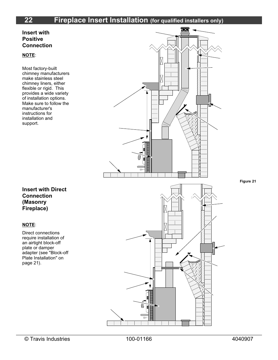 22 fireplace insert installation | Lopi Answer Wood Stove User Manual | Page 22 / 48