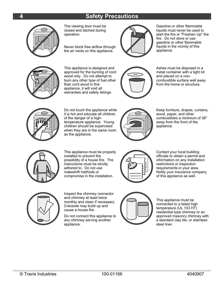 4safety precautions | Lopi Answer Wood Stove User Manual | Page 4 / 48