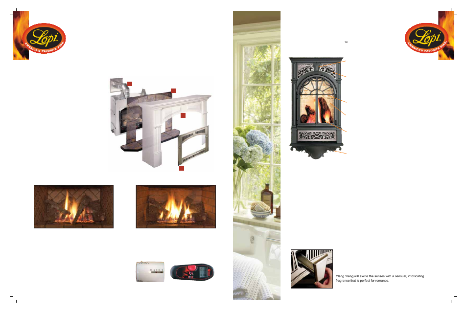 Untitled, Landscape-style dvs & dvl fireplaces, Dvs and dvl fireplace options | Customize the looking glass, Gas fireplace, Reversible fireback, Wall thermostat & remote controls, Aromatherapy and essential oil option | Lopi 21 TRV User Manual | Page 7 / 20