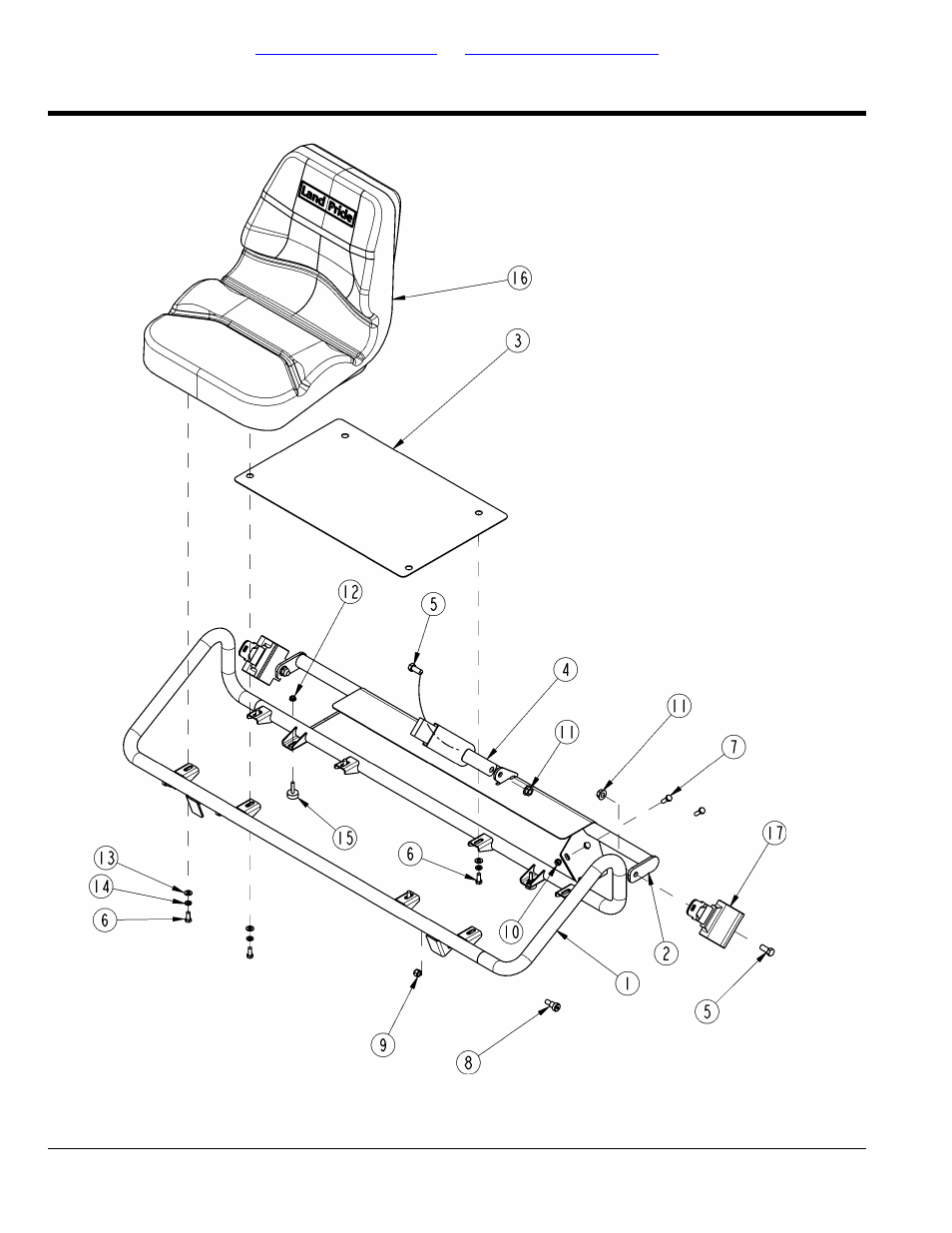 Bucket seat option, Table of contents part number index | Land Pride Treker 700-109P User Manual | Page 74 / 104