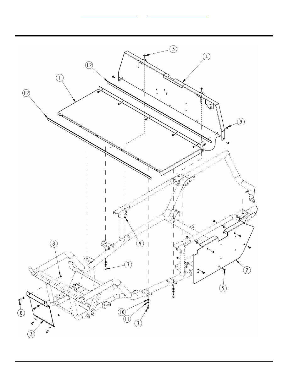 Section 12: floor panel and shields, Floor panel and shields, Table of contents part number index | Land Pride Treker 700-109P User Manual | Page 78 / 104