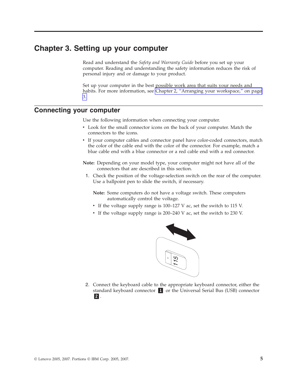 Chapter 3. setting up your computer, Connecting your computer, Chapter | Setting, Your, Computer, Connecting | Lenovo 6088 User Manual | Page 13 / 80