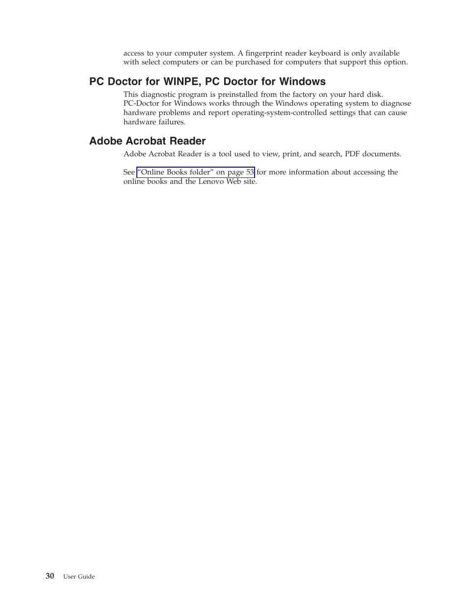 Pc doctor for winpe, pc doctor for windows, Adobe acrobat reader, Doctor | Winpe, Windows, Adobe, Acrobat, Reader | Lenovo 6088 User Manual | Page 38 / 80